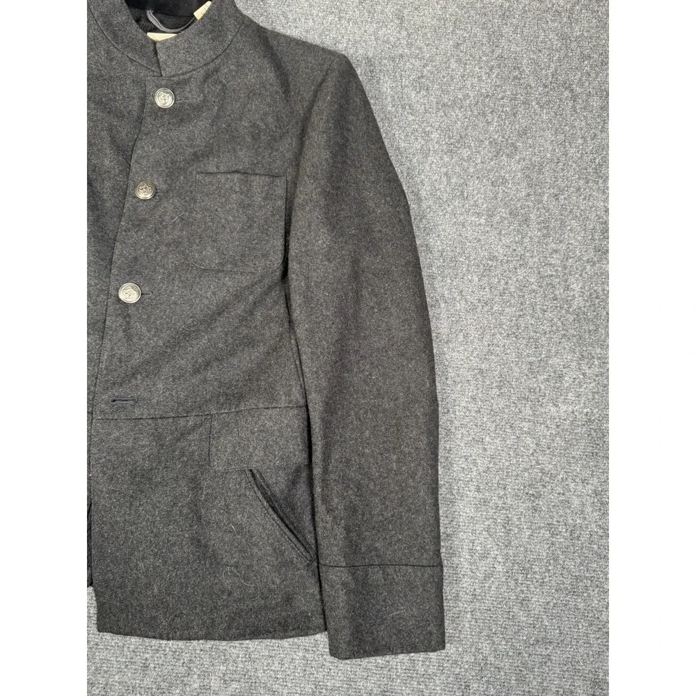 Troy Smith For D Wool Blazer Jacket Mens Medium Gray Military Style - Picture 2 of 16